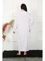 Düğmeli Uzun Büyük Beden Kadın Gecelik Akbeniz 1356 Beyaz farklı açı