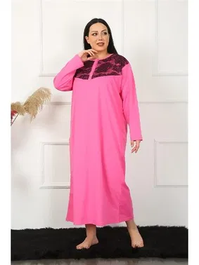 Akbeniz Dantelli uzun Kollu Büyük Beden Gecelik Akbeniz 1355 - Alternatif Görünüm