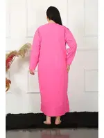 Dantelli uzun Kollu Büyük Beden Gecelik Akbeniz 1355 Fuşya görsel 5