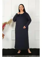 Lacivert Dantelli Büyük Beden Gecelik Akbeniz 1355 Lacivert