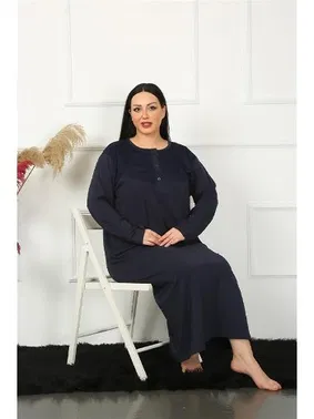 Akbeniz Lacivert Dantelli Büyük Beden Gecelik Akbeniz 1355 - Alternatif Görünüm