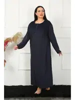 Lacivert Dantelli Büyük Beden Gecelik Akbeniz 1355 Lacivert farklı açı