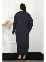 Lacivert Dantelli Büyük Beden Gecelik Akbeniz 1355 Lacivert görsel 5