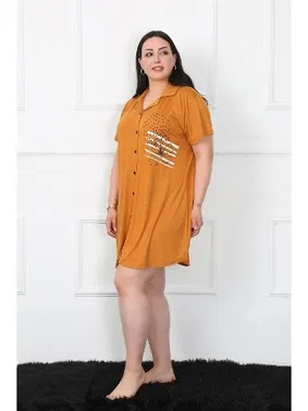 Akbeniz Penye Düğmeli Büyük Beden Kadın Tunik Gecelik Akbeniz 1025 - Alternatif Görünüm