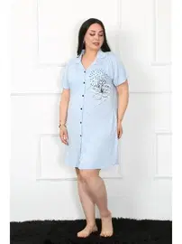 Akbeniz Gömlek Yaka Büyük Beden Penye Kadın Tunik Gecelik Akbeniz 1025