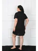 Penye Büyük Beden Gömlek Yaka Siyah Tunik Gecelik Akbeniz 1025 Siyah görsel 4