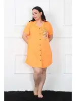 Düğmeli Turuncu Büyük Beden Tunik Gecelik Akbeniz 1025 Turuncu