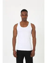 Akbeniz Sporcu Erkek Beyaz Ribana Atlet Akbeniz 6503