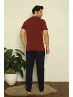Düğmeli Bordo Yakası Cepli 3Lü Erkek Pijama Takım Akbeniz 6824 Bordo görsel 5
