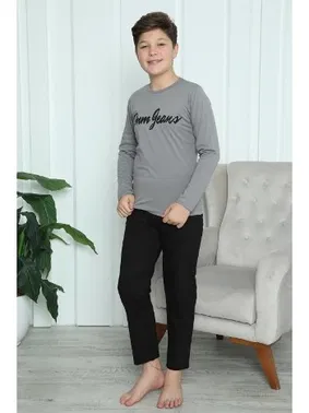 Akbeniz Penye Erkek Çocuk Uzun Kollu Pijama Takım Akbeniz 20416 - Alternatif Görünüm