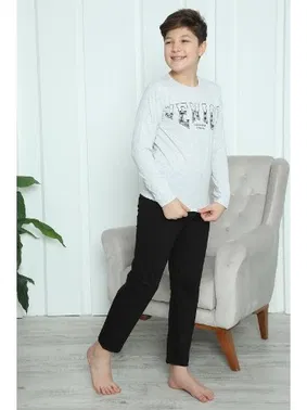 Akbeniz Yuvarlak Yaka Erkek Çocuk Penye Pijama Takım Akbeniz 20417