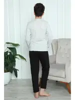 Yuvarlak Yaka Erkek Çocuk Penye Pijama Takım Akbeniz 20417 Gri farklı açı