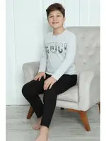 Yuvarlak Yaka Erkek Çocuk Penye Pijama Takım Akbeniz 20417 Gri görsel 7