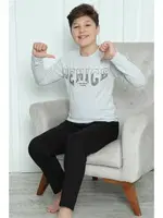 Yuvarlak Yaka Erkek Çocuk Penye Pijama Takım Akbeniz 20417 Gri görsel 10