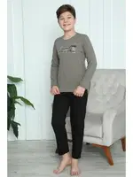 Vizon Erkek Çocuk Penye Pijama Takım Akbeniz 20418 Vizon detay görünüm