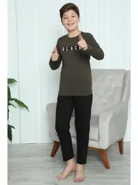 Akbeniz Black Yazılı Erkek Çocuk Penye Pijama Takım Akbeniz 20419