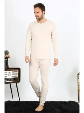 Akbeniz Uzun Kollu Erkek Pamuklu Krem İçlik Takım Akbeniz 19103