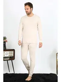 Akbeniz Uzun Kollu Erkek Pamuklu Krem İçlik Takım Akbeniz 19103