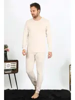 Uzun Kollu Erkek Pamuklu Krem İçlik Takım Akbeniz 19103 Krem