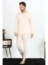 Uzun Kollu Erkek Pamuklu Krem İçlik Takım Akbeniz 19103