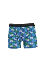 Geniş Lastikli Penye Likralı Desenli Erkek Boxer Akbeniz 40118 Mavi