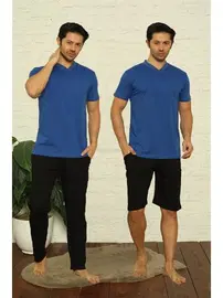 Akbeniz Kısa Kollu V Yaka 3Lü Erkek Pijama Takım Akbeniz 6822