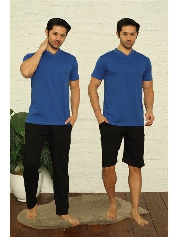 Kısa Kollu V Yaka 3Lü Erkek Pijama Takım Akbeniz 6822