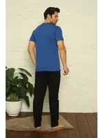 Kısa Kollu V Yaka 3Lü Erkek Pijama Takım Akbeniz 6822 Saks görsel 5