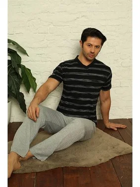 Akbeniz 3Lü V Yaka Erkek Pijama Takım Akbeniz 6822 - Alternatif Görünüm