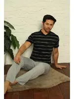 3Lü V Yaka Erkek Pijama Takım Akbeniz 6822 Siyah detay görünüm