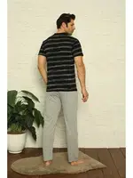 3Lü V Yaka Erkek Pijama Takım Akbeniz 6822 Siyah görsel 5