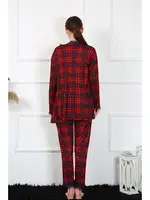 Ekoseli 3Lü İp Askılı Kadın Sabahlık Takım Akbeniz 16106 Kırmızı görsel 5