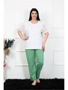 Akbeniz Battal Beden Kısa Kollu Kadın Pijama Takım Akbeniz 75001