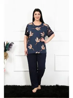 Akbeniz Yuvarlak Yaka Kısa Kollu Battal Beden Pijama Takım Akbeniz 75005 - Alternatif Görünüm