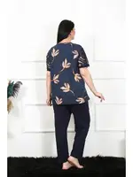 Yuvarlak Yaka Kısa Kollu Battal Beden Pijama Takım Akbeniz 75005 Lacivert görsel 4