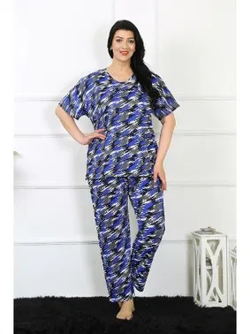 Akbeniz Kısa Kollu Desenli Büyük Beden Kadın Pijama Takım Akbeniz 75010