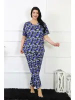 Kısa Kollu Desenli Büyük Beden Kadın Pijama Takım Akbeniz 75010 Saks detay görünüm
