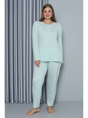 Akbeniz Uzun Kollu Büyük Beden Penye Uzun Kol Pijama Takım Akbeniz 202212 - Alternatif Görünüm