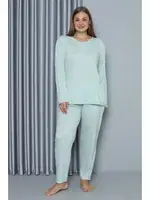 Uzun Kollu Büyük Beden Penye Uzun Kol Pijama Takım Akbeniz 202212 Su Yeşili detay görünüm