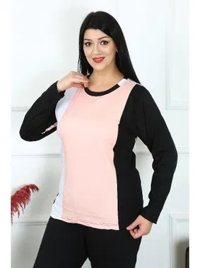 Akbeniz Yuvarlak Yaka Büyük Beden Penye Uzun Kollu Pijama Takım Akbeniz 202213 - Alternatif Görünüm