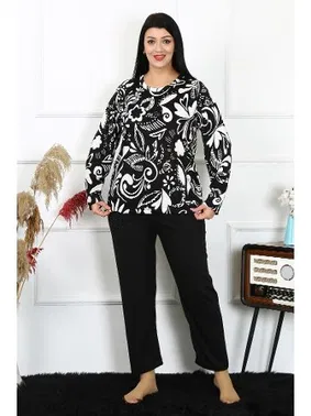 Akbeniz Büyük Beden Penye Uzun Kollu Desenli Kadın Pijama Takım Akbeniz 202217 - Alternatif Görünüm