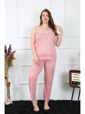 Akbeniz İnce Askılı Büyük Beden Kadın Pijama Takım Akbeniz 202195 - Alternatif Görünüm