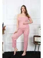 İnce Askılı Büyük Beden Kadın Pijama Takım Akbeniz 202195 Pudra farklı açı