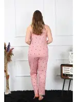 Kalpli Büyük Beden İp Askılı Kadın Pijama Takım Akbeniz 202196 Somon görsel 5