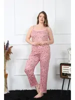 Yıldızlı Büyük Beden İp Askılı Kadın Pijama Takım Akbeniz 202198 Somon farklı açı