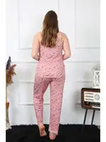 Yıldızlı Büyük Beden İp Askılı Kadın Pijama Takım Akbeniz 202198 Somon görsel 5