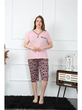 Akbeniz Büyük Beden Cepli Kapri Kadın Pijama Takım Akbeniz 202202