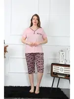 Büyük Beden Cepli Kapri Kadın Pijama Takım Akbeniz 202202 Pembe
