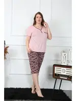Büyük Beden Cepli Kapri Kadın Pijama Takım Akbeniz 202202 Pembe farklı açı