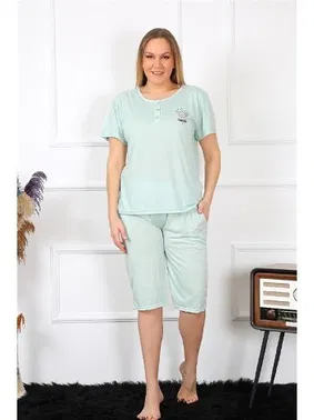 Akbeniz Kapri Büyük Beden Yeşil Kadın Pijama Takım Akbeniz 202193
